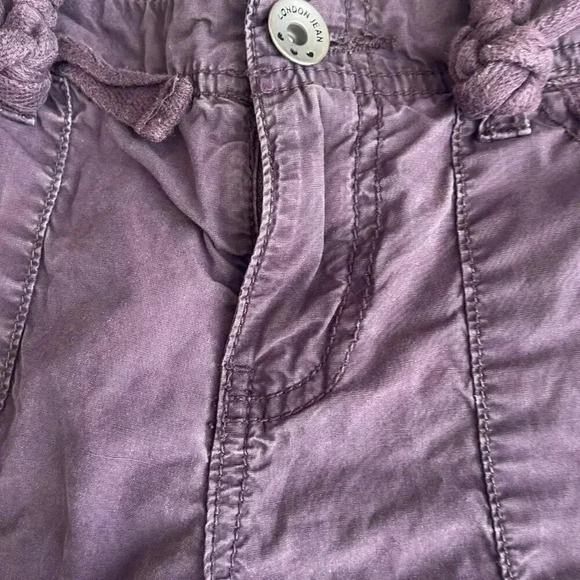 London Jean‎ Chino Short Pants Size 0 Purple 100% Cotton Cargo With Tie - Picture 3 of 9